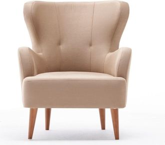 Concept Usine Sill&oacute;n de terciopelo beige con reposabrazos