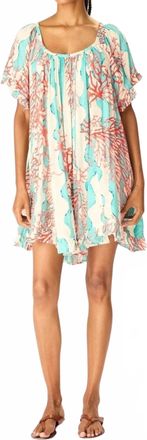 Natalie Martin Marina Mini Dress In Coral Wave Turquoise