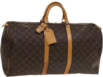 Louis Vuitton Tweedehands Canvas Louis Vuitton tassen - Dames - Vintage Weekendtas - Bruin - ONE Size - Leer - Vintage