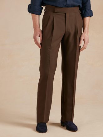 Oliver Brown Clarendon Fresco Wool Trousers - Brown