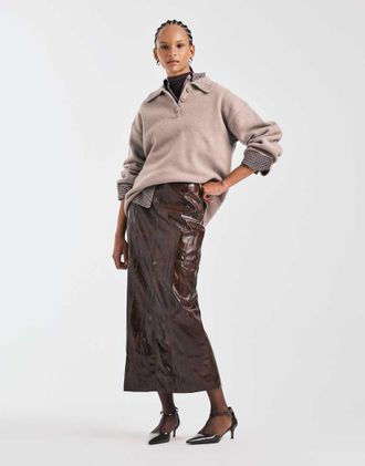 Asos Polo premium in lana dagnello color fungo-Marrone