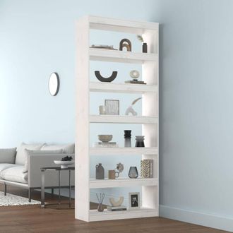 Berkfield Home Beautiful Book Cabinet/Room Divider White 80x30x199.5 cm Solid Wo