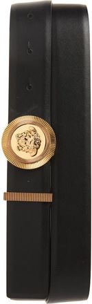 Versace Biggie Medusa Leather Belt in Black/Versace Gold at Nordstrom, Size 100 Eu