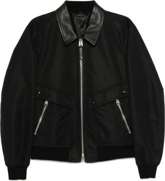Tom Ford Bomber con colletto in pelle - Nero