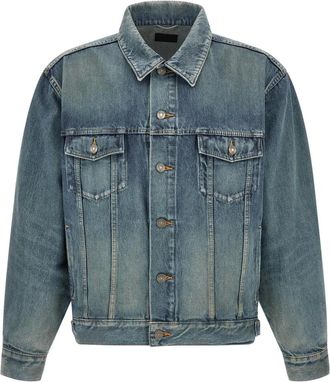 Saint Laurent Jassen, Heren, Blauw, L, Katoen, Trucker Jacket