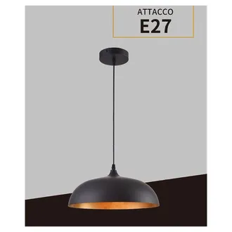 Trade Shop Trade Shop Traesio - Trade Shop - Lampadario A Sospensione Soffitto E27 Ferro Paralume Moderno Elegante Cupola B90 - Negro