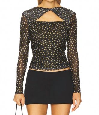 Misa Neriah Long Sleeve Top In Golden Polka Dot