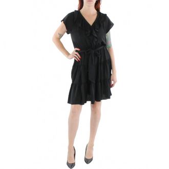 Ralph Lauren Ruffled Short Mini Dress In Black