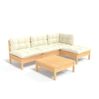 vidaXL Muebles De Jard&iacute;n 5 Piezas Cojines Madera De Pino Crema Vidaxl