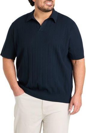 Perry Ellis Big & Tall Mesh Striped Sweater Polo Shirt in Dark Sapphire at Nordstrom, Size Xx-Large
