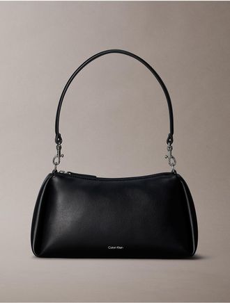Calvin Klein Womens Signature Logo Strap Small Shoulder Bag - Black