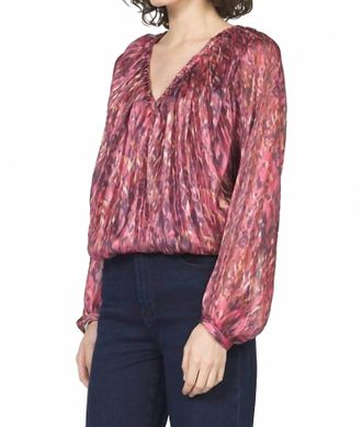 Dear John Denim Piaf Long Sleeve Blouse In Pomegranate