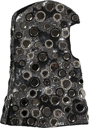 Dolce & Gabbana Womens Embellished Balaclava Hat - Black Wool - One Size