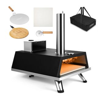 VonHaus Outdoor Tabletop with Accessories Wood Pellet Fuelled Pizza Oven in Black