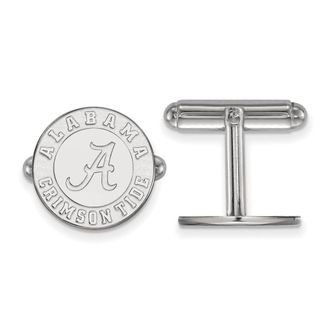 Diamond2Deal Sterling Silver Rhodium-plated Alabama Crimson Tide Cuff Links