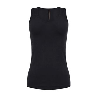 Wolford Tops, Dames, Zwart, M, Wol, Grid Net Mouwloze Ronde Gebreide Tanktop