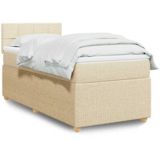 vidaXL Cama Box Spring Con Colch&oacute;n Tela Color Crema 100x200 Cm Vidaxl