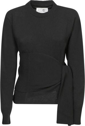 Maison Margiela Rondgebreide trui - Dames - Ronde hals truien - Zwart - L - Truien & Vesten