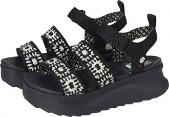 Hey Dude Womens Delray Buckle Cottage Crochet Sandal In Black/white