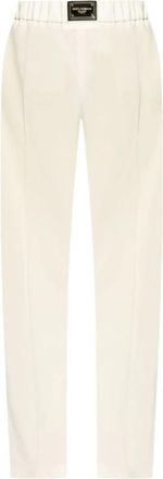 Dolce & Gabbana Witte Wol Hoge Taille Broek - Dames - Wijde Broeken - Wit - XS - Wol - Broeken