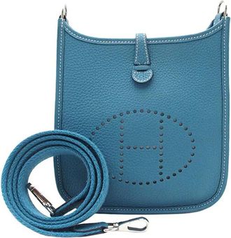 Herm&egrave;s Borsa a tracolla Evelyne TPM in pelle Clemence 2024 - Blu