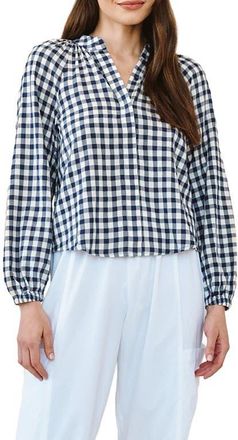 Bella Dahl Gingham Long Sleeve Popover Top in Navy Gingham at Nordstrom, Size X-Small