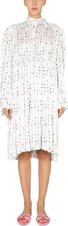Balenciaga Jurk met hoge hals en strik - Dames - Casual kleedjes - Wit - S - Kleedjes