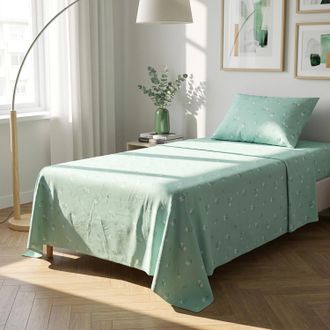 KASANOVA Completo letto 1 piazza e mezza fiorellini verde
