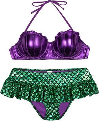 Disney Princess 2-Piece Swimwear Bikini Set in Ariel Purple Green at Nordstrom, Size X-Small