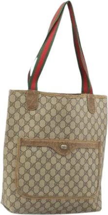 Gucci Pre-owned Tote Bags, female, Beige, Size: ONE SIZE Pre-owned Vintage GG Canvas Tote