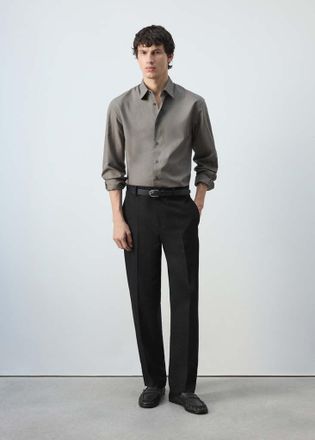 Mango Camicia relaxed fit in misto cotone e lyocell marrone medio - Uomo - XXL - MANGO MAN