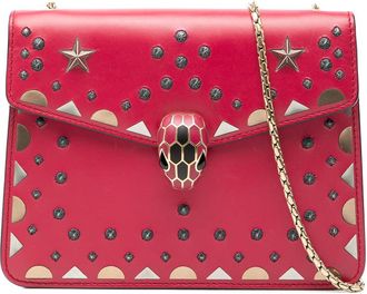 Bulgari Pre-owned Bvlgari Small Studded Leather Laser Cut Square Serpenti Forever Chain Crossbody XQDETDBK8YS92Q01