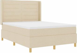 vidaXL Box Spring Bed with Mattress Cream 160 x 200 cm Fabric vidaXL