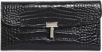 Toteme T-Lock Croc Embossed Leather Wallet in Black at Nordstrom