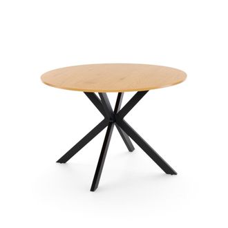 Konte Design Mesa redonda melamina roble con patas x antracita &oslash;90 &times; h76 cm