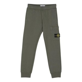 Stone Island Military Green Kids Elastic Waist Trousers - male - Stone Island - Sweatpants - Green - 14 Y - Kids