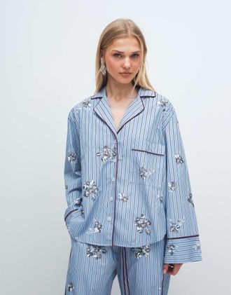 Asos Camicia del pigiama decorata a righe in coordinato-Multi