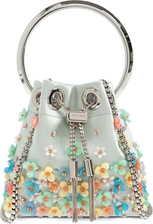 Jimmy Choo London micro Bon Bon bucket bag - women - Satin - One Size - Green