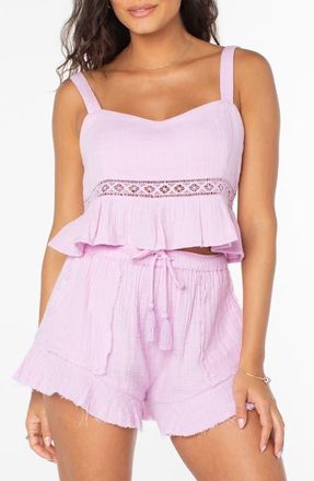Roxy Island Time Cotton Crop Tank in Orchid Bouquet Solid at Nordstrom, Size X-Small