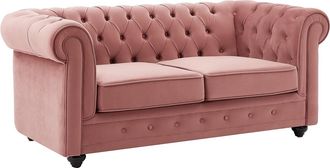 Vente-Unique Sofá de 2 plazas de terciopelo rosa pastel CHESTERFIELD