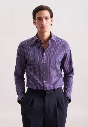 Seidensticker Businesshemd SEIDENSTICKER Schwarze Rose, Herren, Gr. XL (43), normale &Auml;rmell&auml;ngen, lila, 100% Baumwolle, bedruckt, regular fit, 2-Knopf-Manschette, H