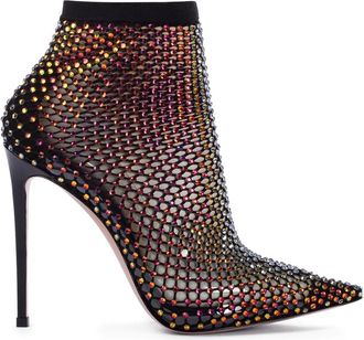 Le Silla Gilda 125mm crystal-embellished boots - women - Plexiglass/Nylon/Leather/Crystal/Nappa Leather - 41.5 - Black