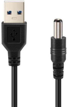 OEM Cargador De Bater&iacute;as: Cable De Alimentaci&oacute;n Usb De 5 V Cc Con Conector De 5,5 Mm/2,1 Mm, Color Negro, 75 Cm De Longitud