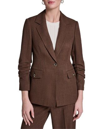 Halston Heritage Rolled Sleeve Textured Blazer