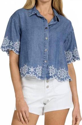 Dear John Denim Ansel Embroidered Top In Blue