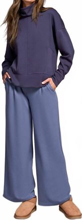 Tribal Funnel Neck Long Sleeve Top In Sapphire