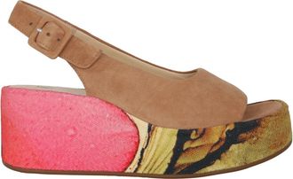 H&ouml;gl Beige Mix Platform Sandaal voor Vrouwen - Dames - Sleehakken - Veelkleurig - 41 1/2 EU - Leer - Schoenen