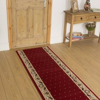 Runrug Hallway Carpet Runner Rug - Soft & Comfy, 9mm - Pin Dot in Red | Size: 70 cm x 390 cm