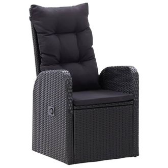 Berkfield Home 5 Piece Garden Dining Set with Cushions Black Poly Rattan