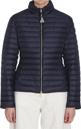 Moncler Varax Gewatteerde en Gekwalte Jas - Dames - Winterjassen - Blauw - L - Leer - Jassen